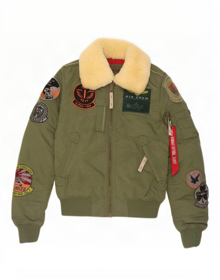 Alpha Industries Γυναικείο Graphic Bomber Jacket UK 6 XS Green Nylon