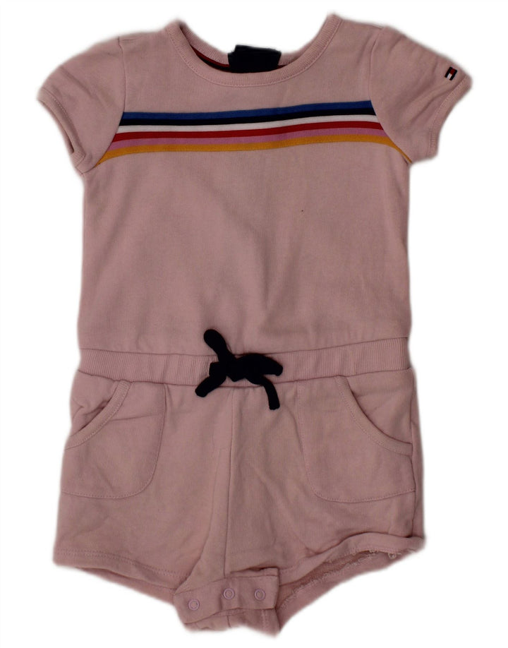 TOMMY HILFIGER Baby Girls Playsuit 6-9 μηνών Ροζ ριγέ βαμβακερό