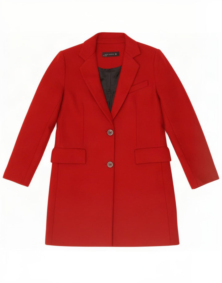 Zara Γυναικείο Longline σακάκι 2 κουμπιών UK 14 Medium Red