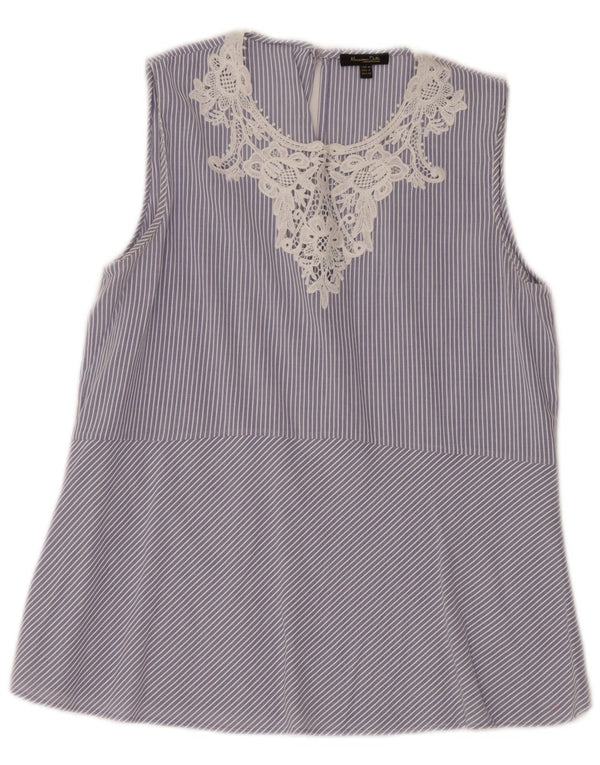 MASSIMO DUTTI Γυναικεία Αμάνικη Μπλούζα Top EU 40 Μεσαίο Μπλε Ριγέ