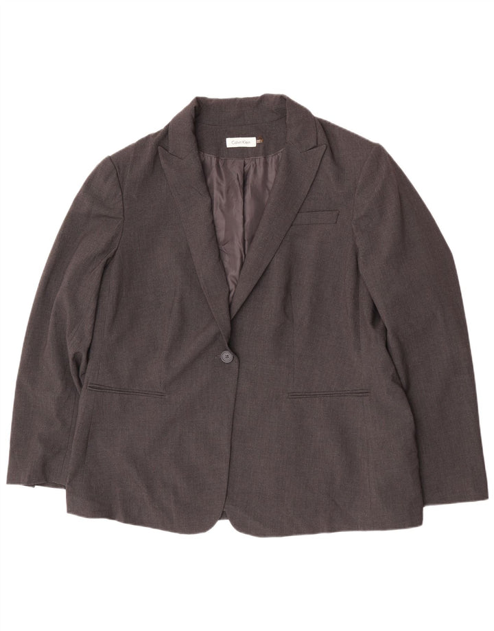 Calvin Klein Γυναικείο σακάκι 1 κουμπιού UK 20 2XL Grey Polyester