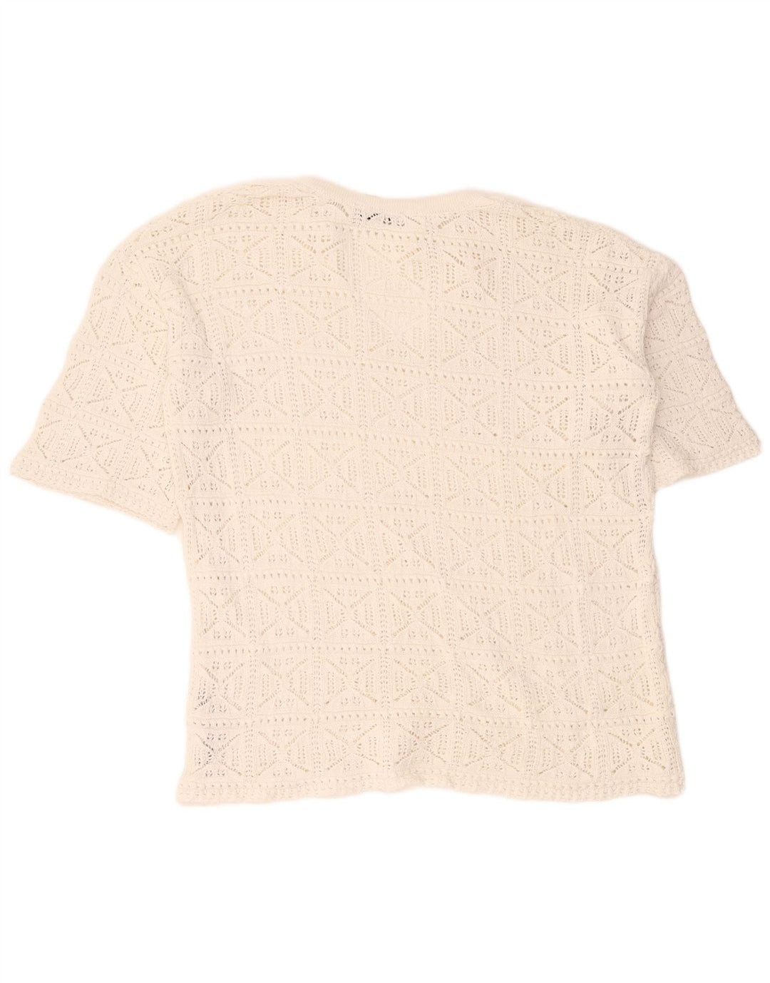Zara Γυναικεία Μπλούζα με βελονάκι Oversized UK 10 Small White Cotton