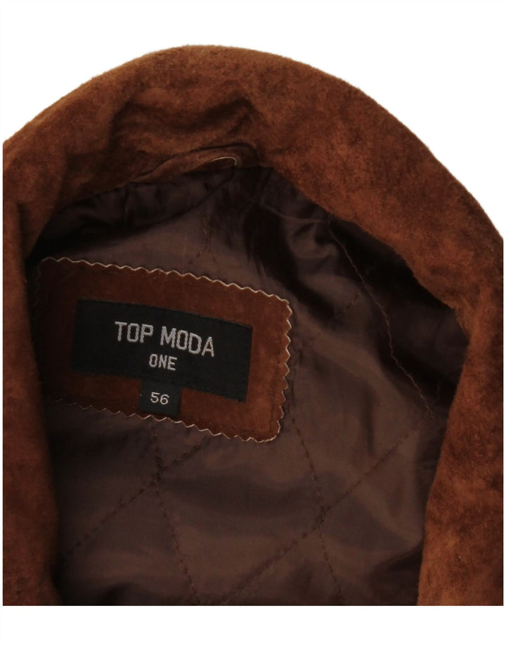 Vintage Ανδρικό Suede Ανεμοδαρικό Παλτό IT 56 3XL Καφέ Δερμάτινο