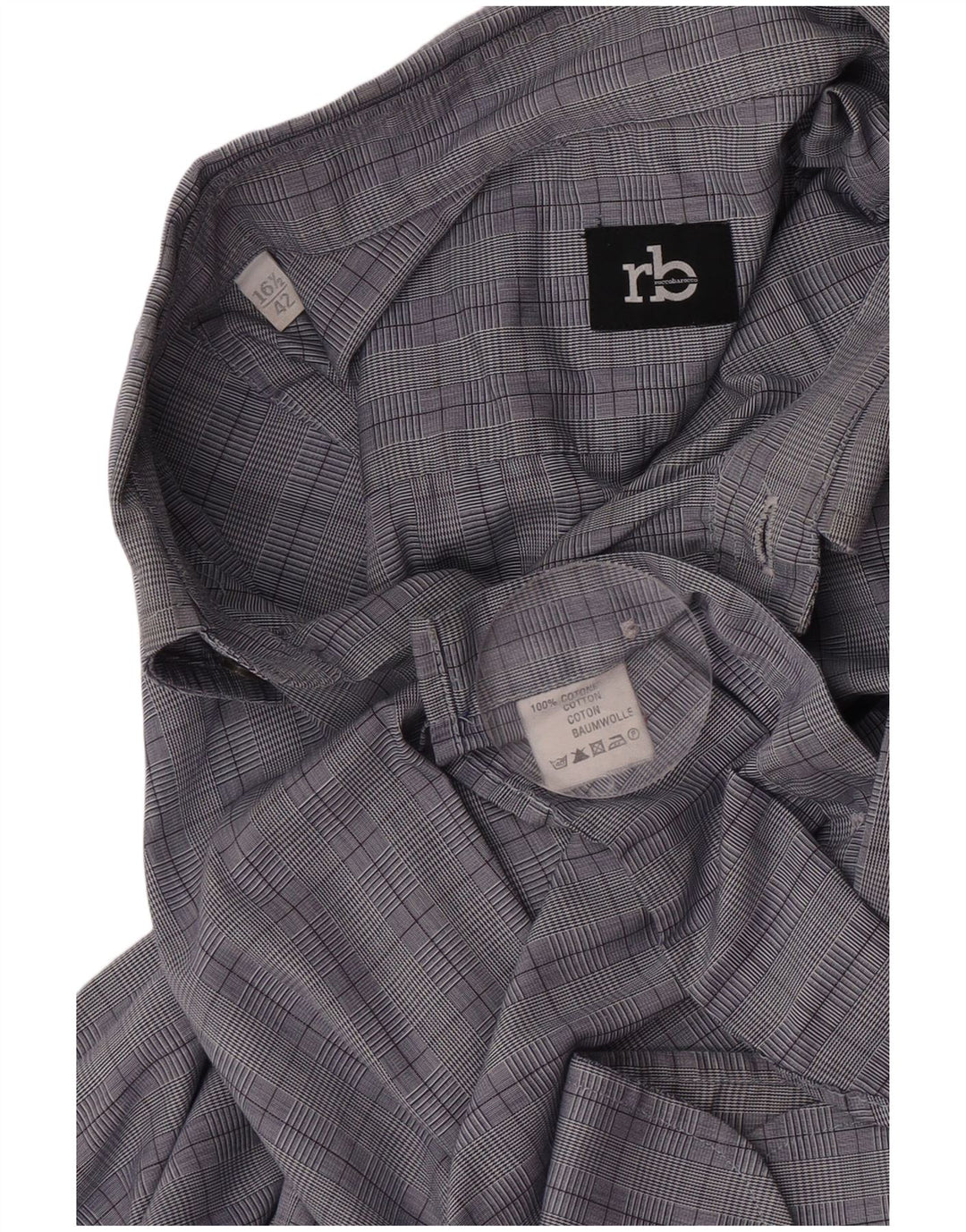 Ανδρικό πουκάμισο Roccobarocco Μέγεθος 42 16 1/2 Large Blue Check Cotton