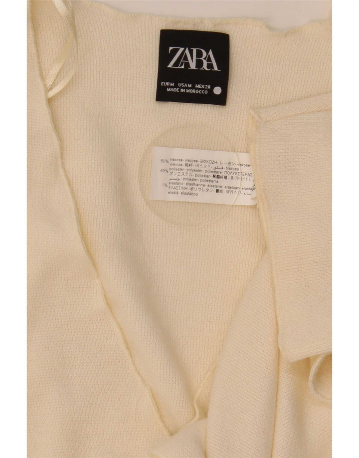 Zara Γυναικεία Ζακέτα Τοπ UK 14 Medium Off White Viscose