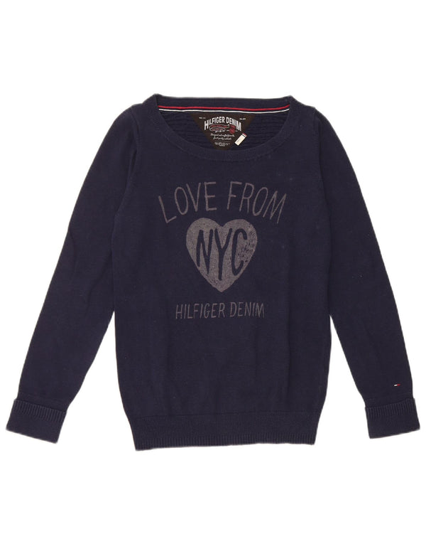 Tommy Hilfiger Γυναικείο πουλόβερ με λαιμόκαυστο UK 10 Small Navy Blue