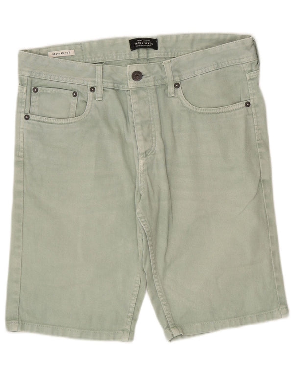 Ανδρικό τζιν σορτς Jack & Jones με κανονική εφαρμογή μεσαίο W32 πράσινο βαμβακερό
