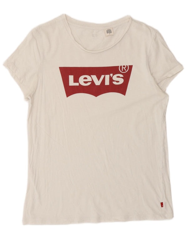 Γυναικείο γραφικό T-Shirt LEVI'S Top UK 14 Large White
