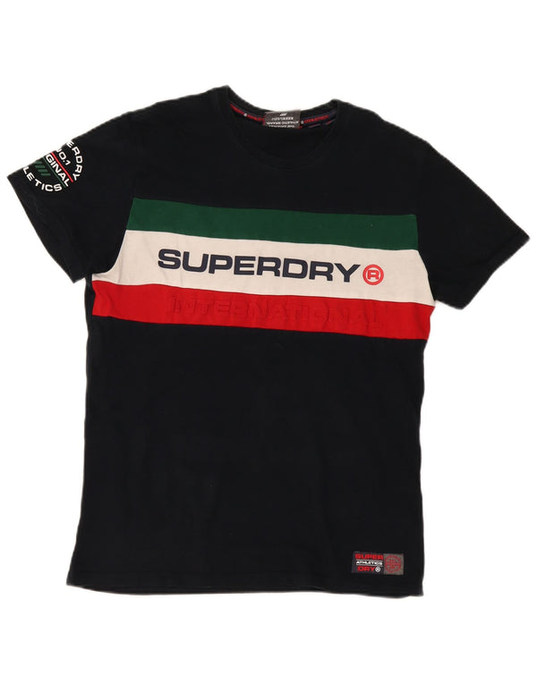 Ανδρικό γραφικό μπλουζάκι Superdry Top Large Black Colourblock Βαμβακερό