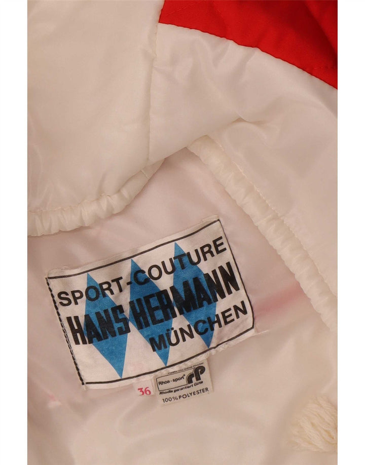 Vintage Γυναικείο Crop Oversized καπιτονέ Gilet EU 36 Small White Colourblock