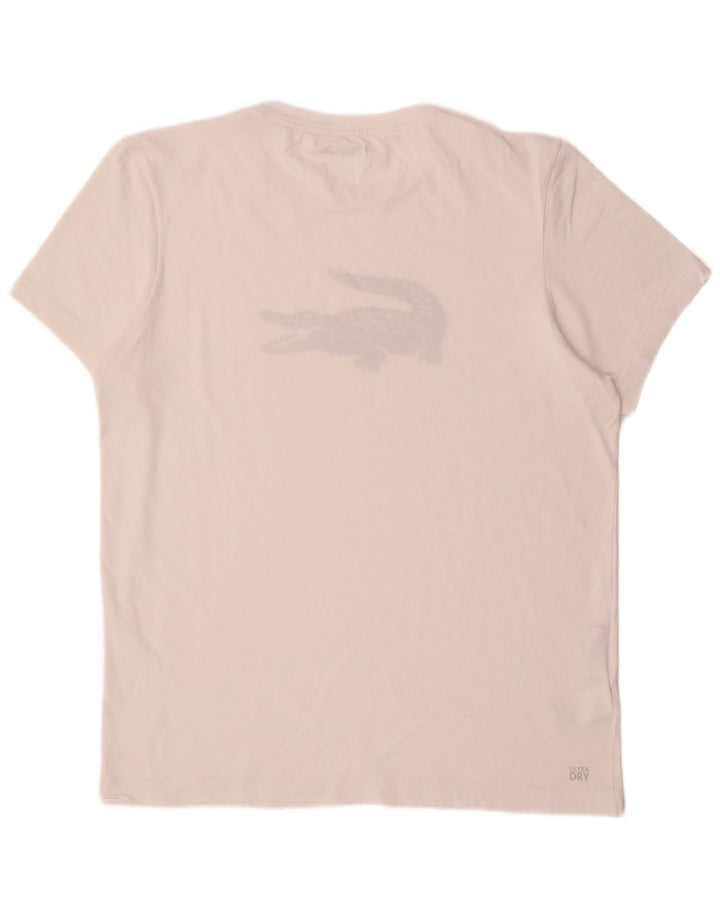 Ανδρικό γραφικό T-shirt LACOSTE Top Size 5 Μεγάλο λευκό βαμβακερό