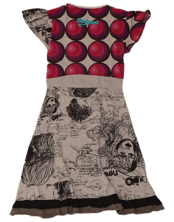 Γυναικείο Desigual Graphic A-Line UK 8 Μικρό Βαμβακερό Γκρι Φόρεμα