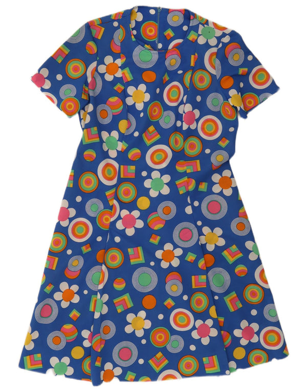 Vintage γυναικείο φόρεμα A-Line UK 12 Medium Blue Floral