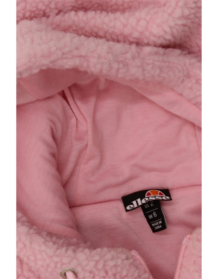 ELLESSE Womens Hooded Fleece Jacket UK 6 XS Pink Polyester Vintage Ellesse and Second-Hand Ellesse from Messina Hembry 
