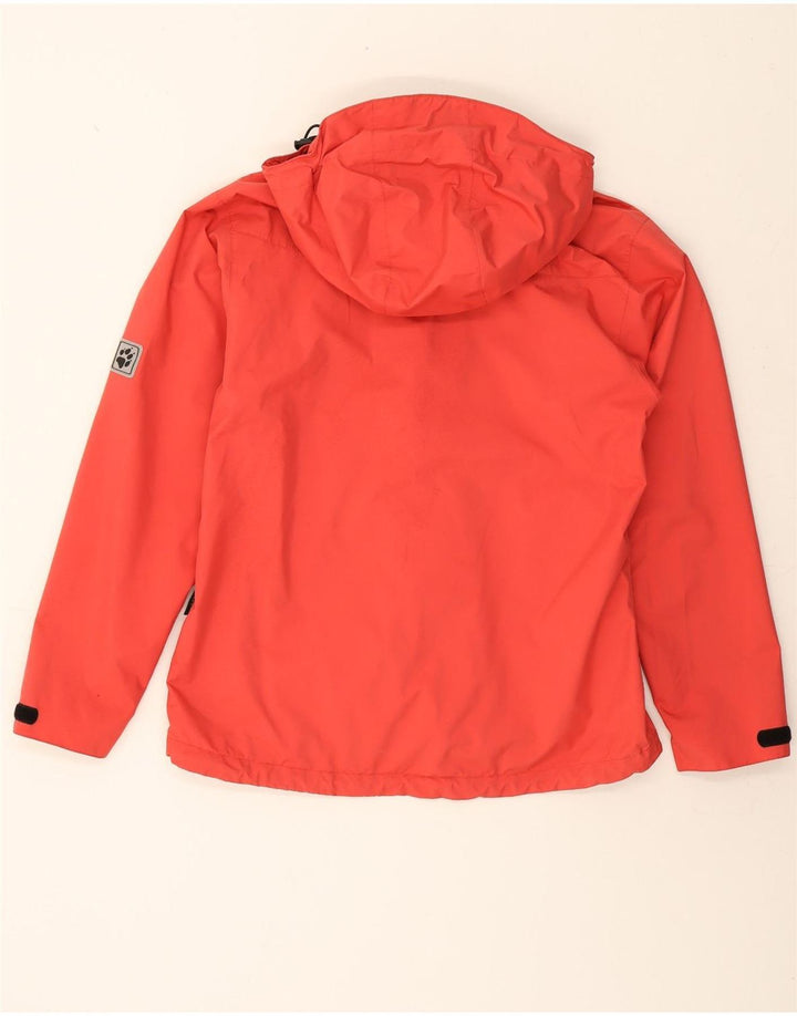 JACK WOLFSKIN Womens Hooded Rain Jacket UK 12 Medium Red Polyester Vintage Jack Wolfskin and Second-Hand Jack Wolfskin from Messina Hembry 