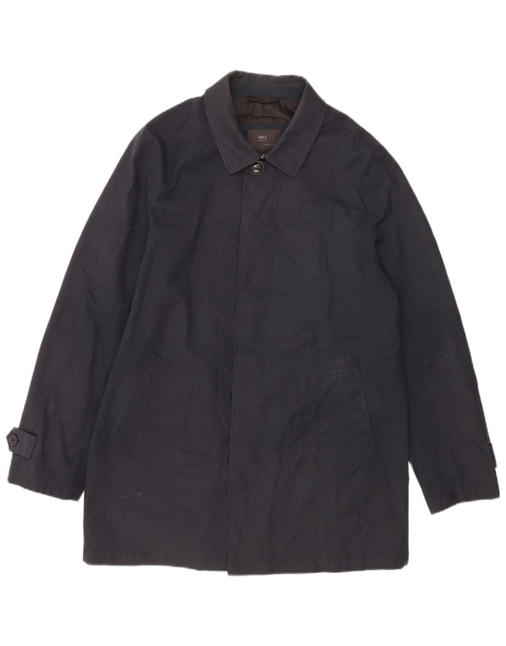Ανδρικό πανωφόρι Marks & Spencer UK 38 Medium Navy Blue Houndstooth Πολυεστέρας