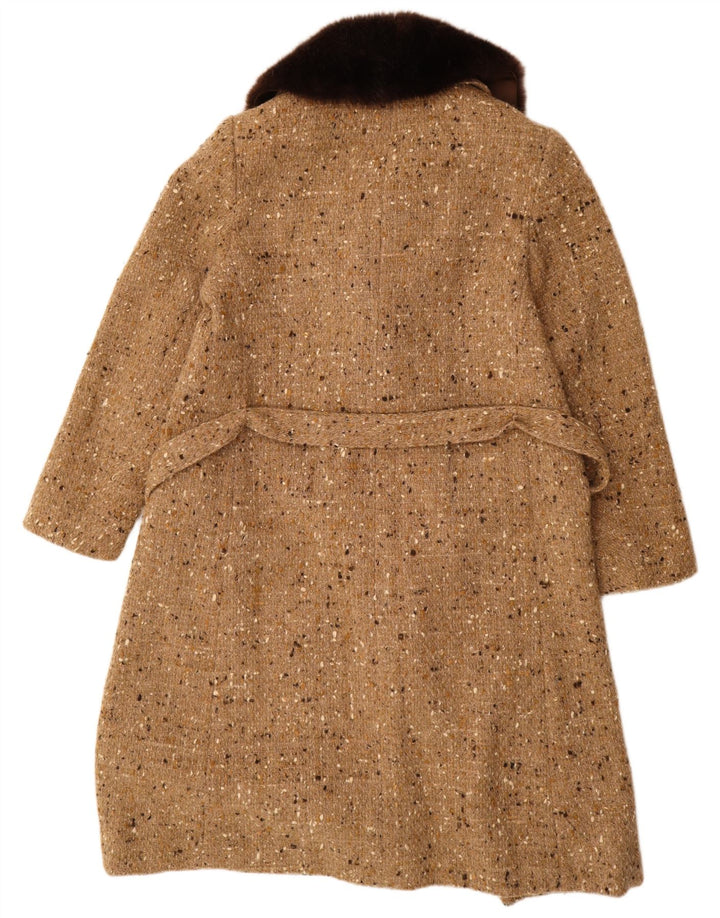 Vintage γυναικείο παλτό με διπλό στήθος UK 18 XL σε μπεζ φλεκές