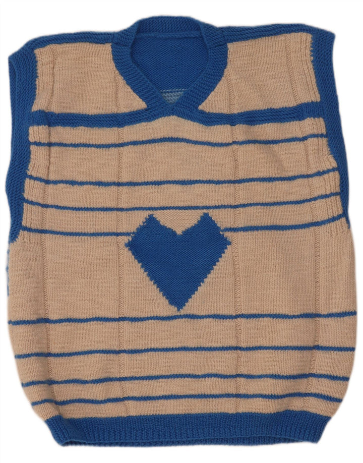 Vintage ανδρικό γιλέκο Tank Top Medium Beige Ριγέ
