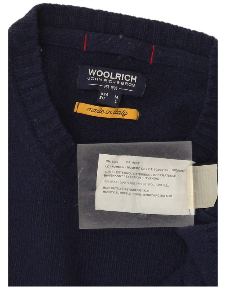 Ανδρικό πουλόβερ Woolrich Graphic Crew Neck Jumper Medium Navy Blue Wool USA