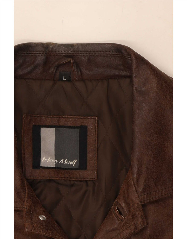 Ανδρικό δερμάτινο μπουφάν Henry Morell Loose Fit UK 40 Large Brown