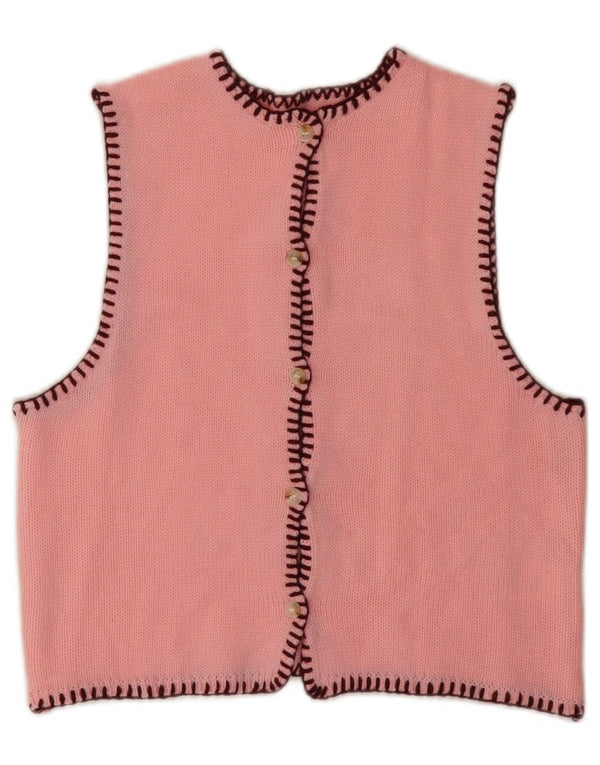 VINTAGE Γυναικείο Αμάνικο Ζακέτα πουλόβερ UK 6 XS Ροζ Ακρυλικό