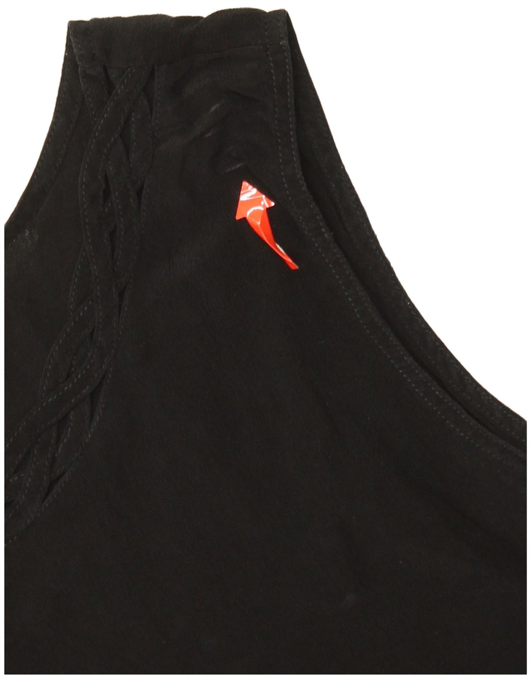 VINTAGE Γυναικεία Αμάνικη Μπλούζα Τοπ UK 14 Medium Black Silk