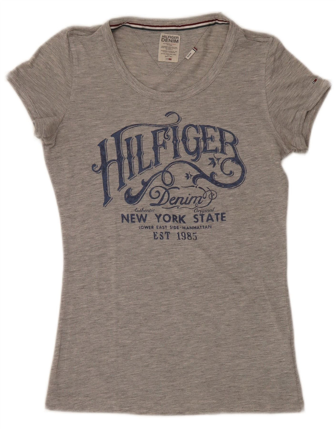 Γυναικείο γραφικό μπλουζάκι Tommy Hilfiger Top 12 μεσαίου γκρι πολυεστέρα