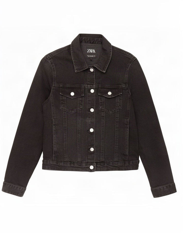 Zara Γυναικείο Τζιν Μπουφάν UK 14 Large Μαύρο