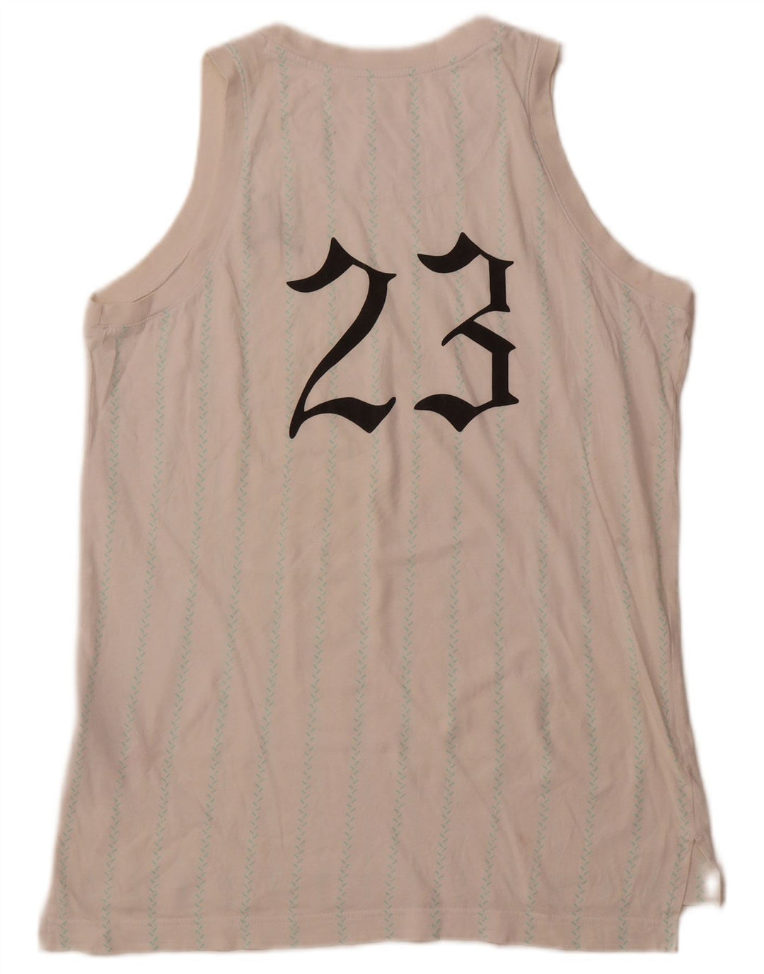 JORDAN Boys Graphic Vest Top 13-14 Years XL Off White Ριγέ βαμβακερό