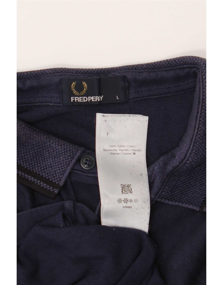 Fred Perry Ανδρικό πουκάμισο Polo μεγάλο μπλε ναυτικό βαμβακερό