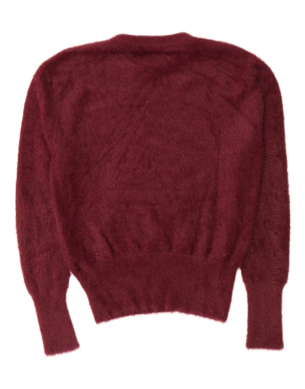 Zara Womens Crew Neck Jumper Sweater UK 14 Medium Burgundy Nylon