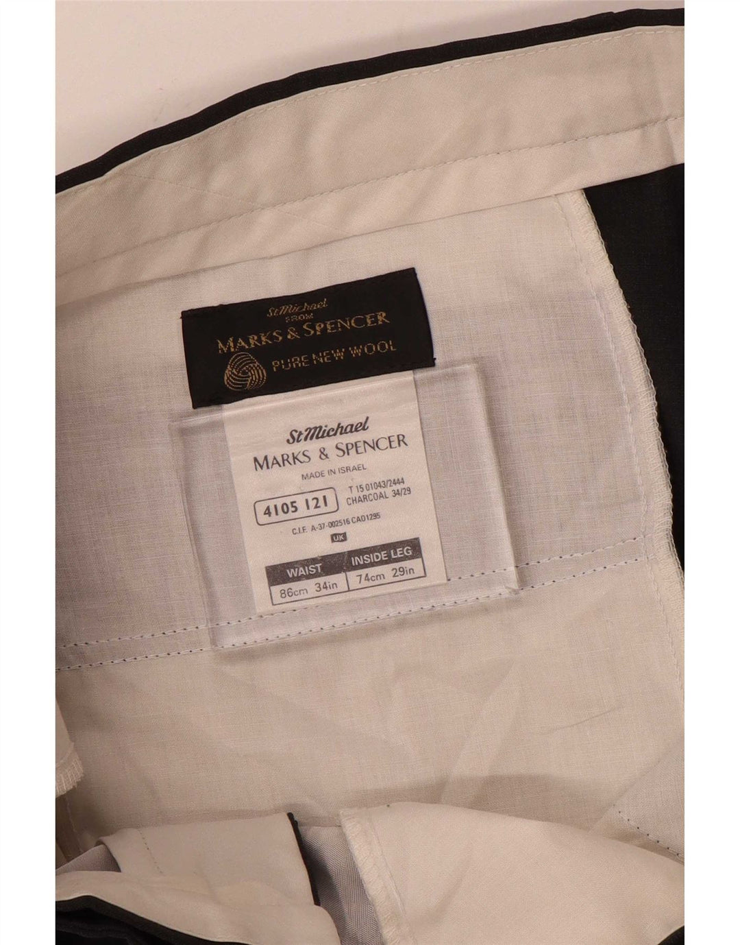 Marks & Spencer Ανδρικό παντελόνι με καρφίτσα W34 L29 Γκρι μαλλί