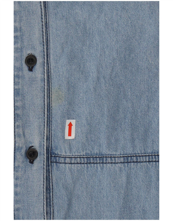 Ανδρικό κοντομάνικο τζιν πουκάμισο CARRERA 43/44 XL Μπλε βαμβακερό