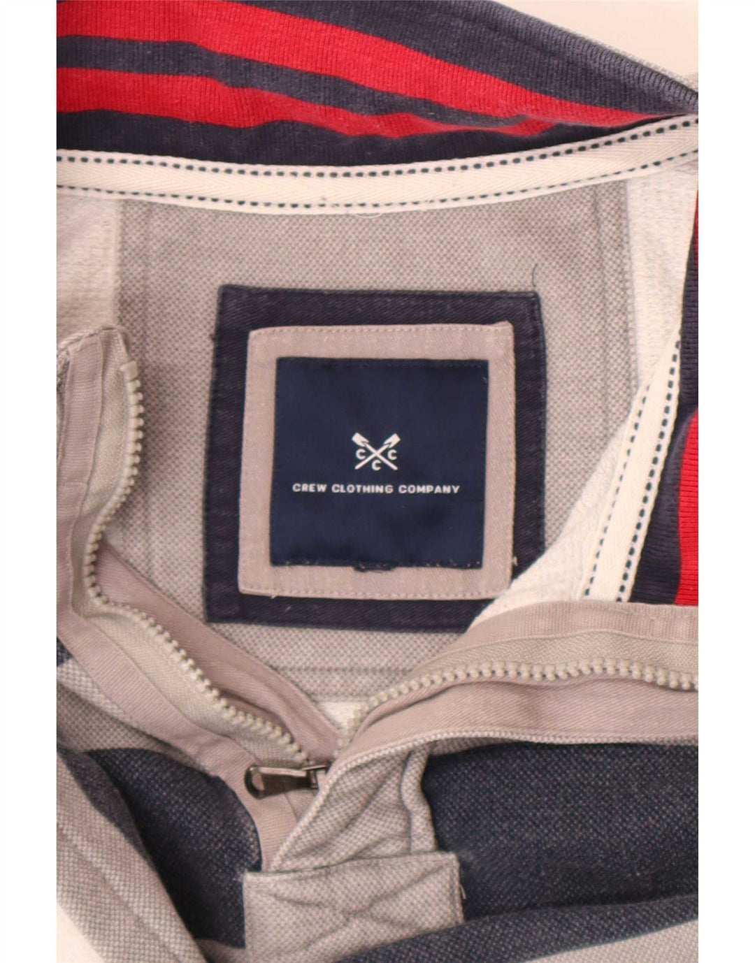 Ανδρικό φούτερ με φερμουάρ Crew Clothing, μεσαίο γκρι ριγέ
