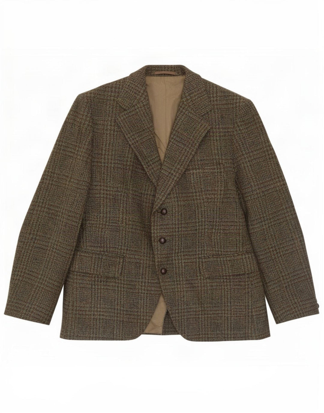Ανδρικό μπουφάν Harris Tweed με 3 κουμπιά Blazer UK 38 Medium Khaki Houndstooth