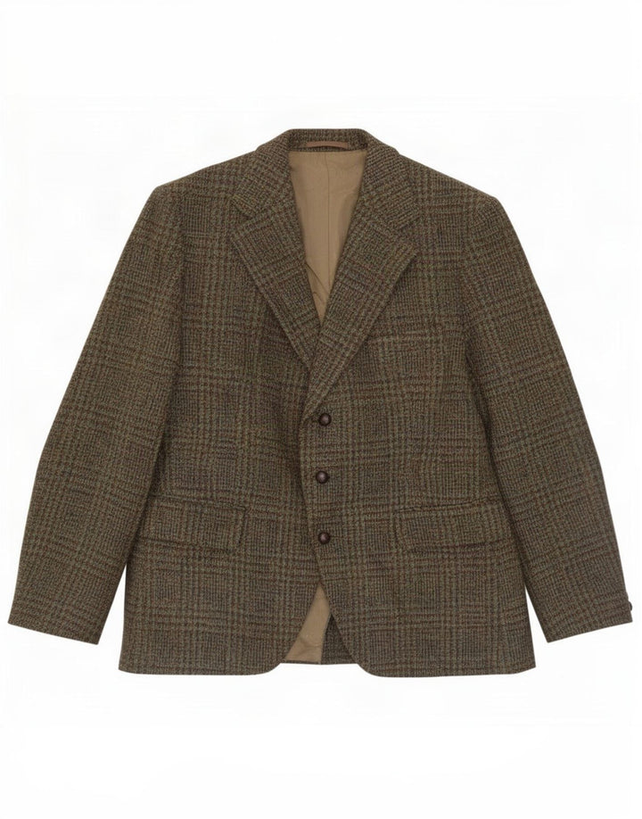 Ανδρικό μπουφάν Harris Tweed με 3 κουμπιά Blazer UK 38 Medium Khaki Houndstooth