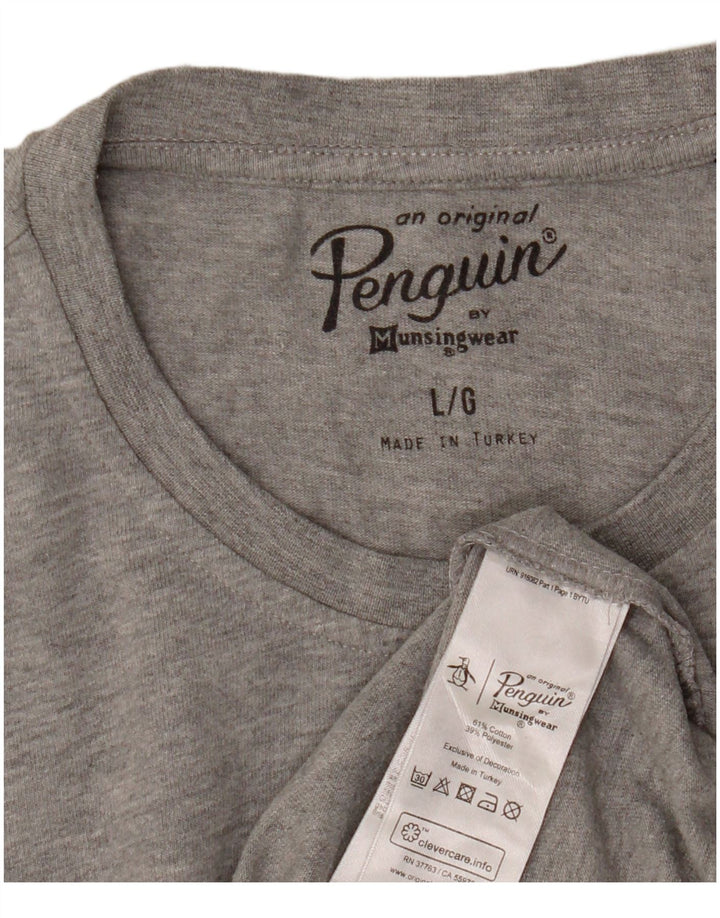 Ανδρικό γραφικό T-Shirt Penguin Top μεγάλο γκρι βαμβακερό