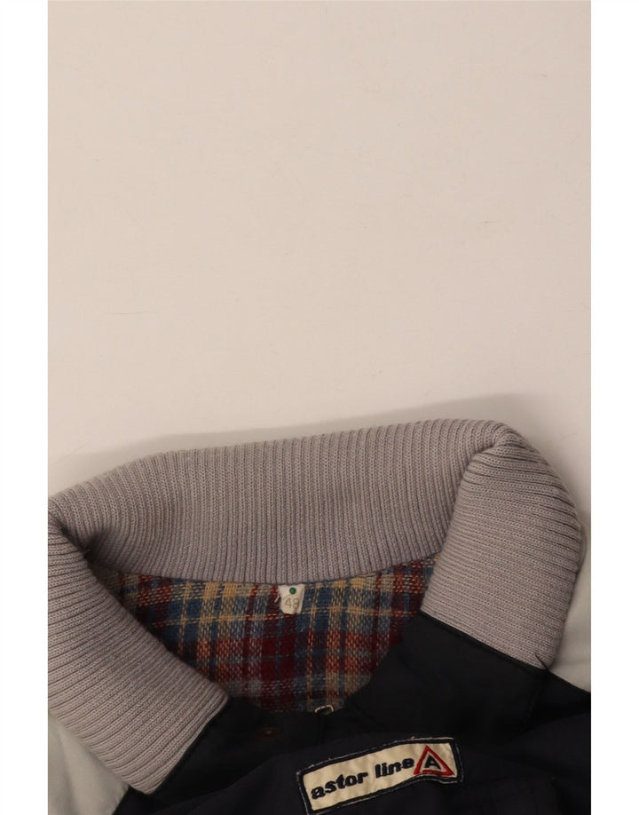 ASTOR Mens Bomber Jacket IT 48 Medium Navy Blue Colourblock