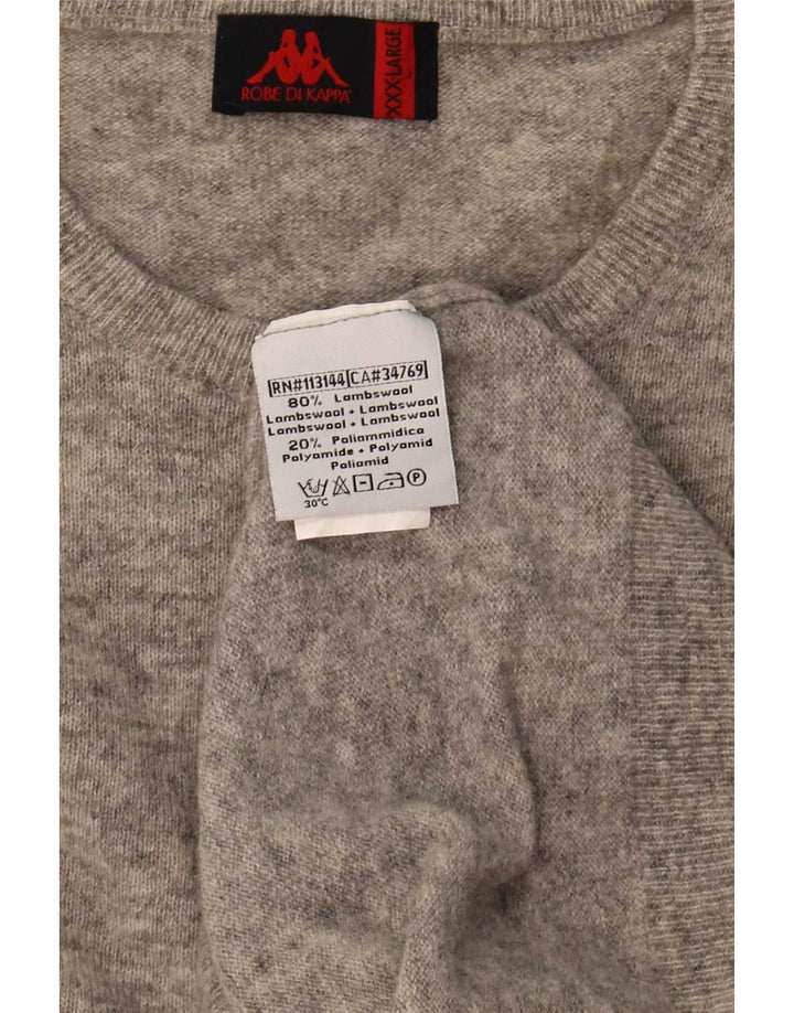 Ανδρικό πουλόβερ Kappa με λαιμόκοψη 3XL Γκρι Lambswool