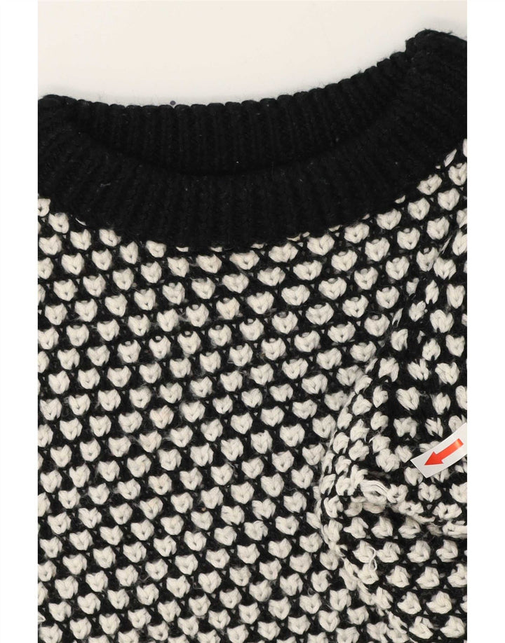 Zara Γυναικείο Abstract Pattern πουλόβερ με λαιμόκοψη UK 14 Medium μαύρο