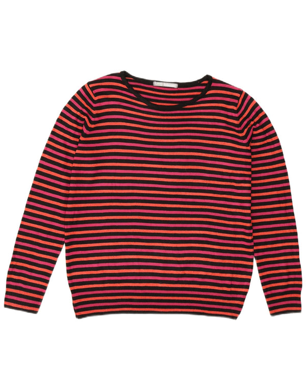 MARKS & SPENCER Γυναικείο πουλόβερ με λαιμόκαυστο UK 14 μεγάλο ροζ ριγέ