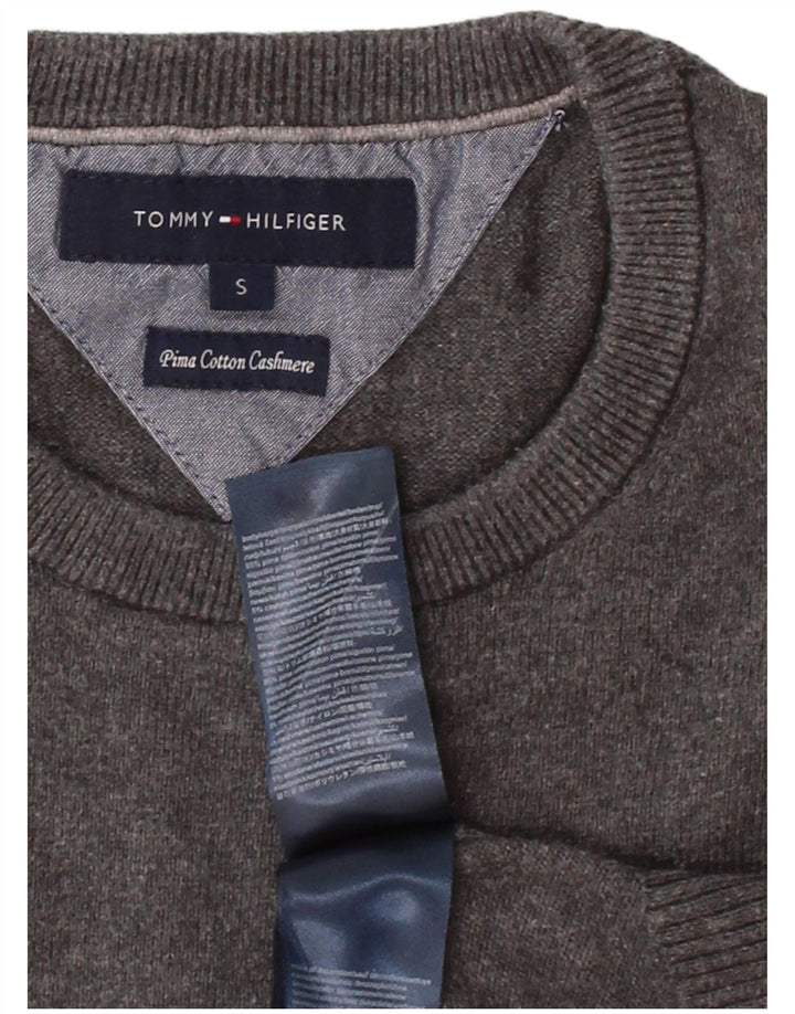 TOMMY HILFIGER Mens Crew Neck Jumper Sweater Small Grey Cotton