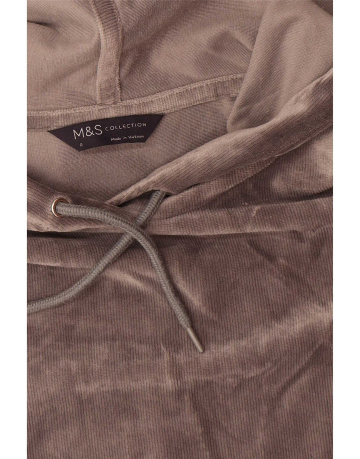 Marks & Spencer Γυναικείο βελούδο Oversized Hoodie Jumper UK 8 Small Grey