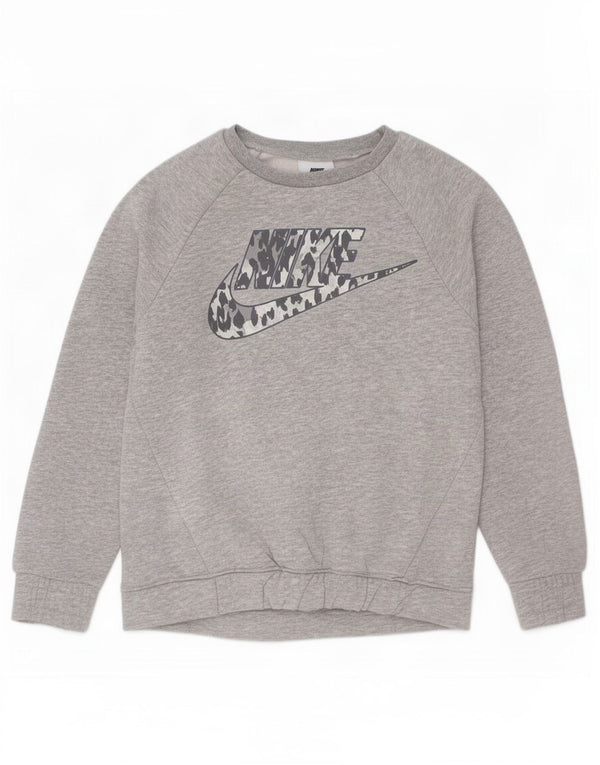 Γραφικό φούτερ Nike Girls Jumper 6-7 ετών Μεγάλο γκρι βαμβακερό