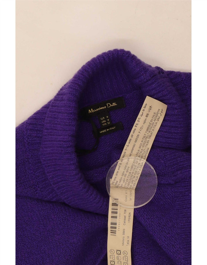 Massimo Dutti Γυναικείο πουλόβερ με ρολό λαιμόκοψη UK 14 μεσαίο μοβ μαλλί