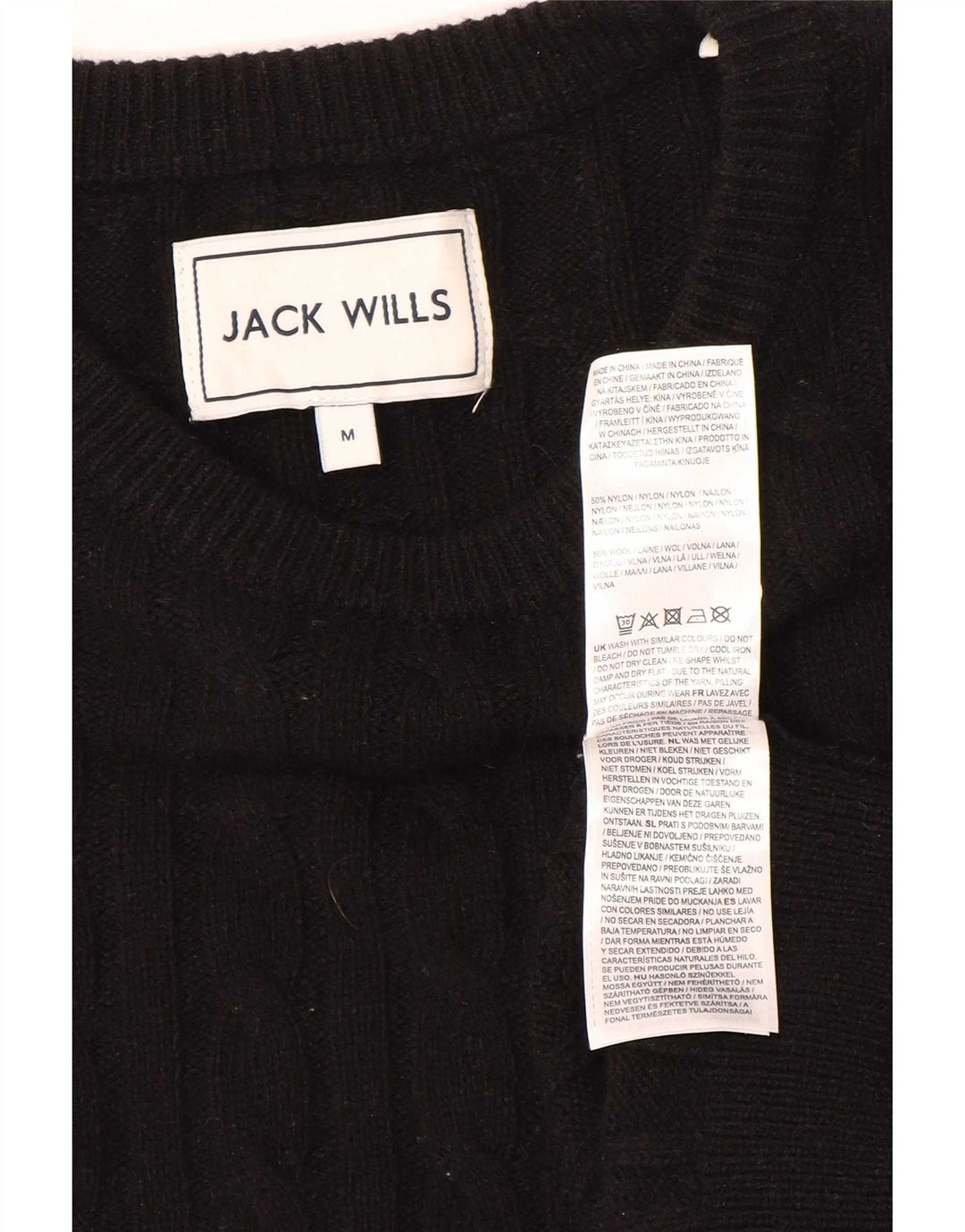 Ανδρικό πουλόβερ Jack Wills Boat Neck Jumper Medium μαύρο νάιλον