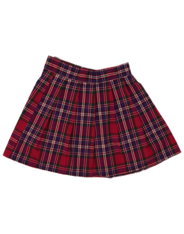 Vintage γυναικεία μίνι πλισέ φούστα Small W25 Red Check Polyester
