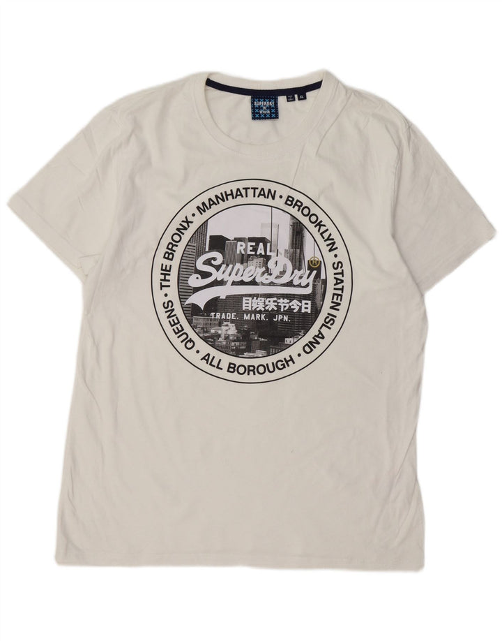 Γυναικείο γραφικό μπλουζάκι SUPERDRY Top UK 18 XL Λευκό βαμβακερό