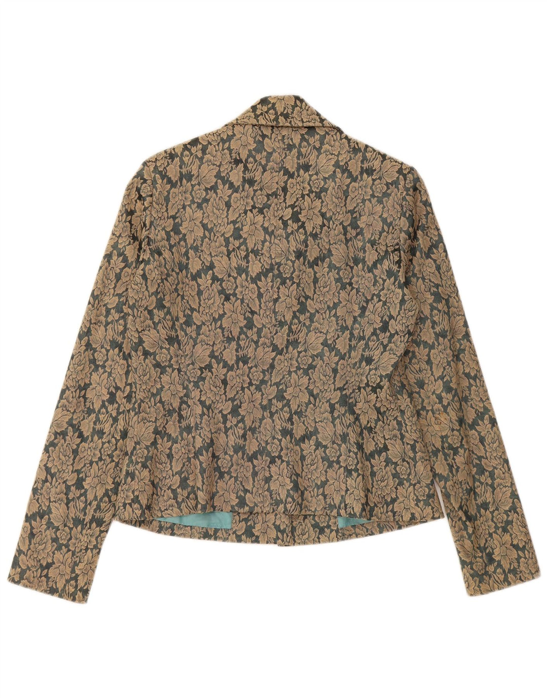VINTAGE Γυναικείο μπλέιζερ με 3 κουμπιά μπουφάν EU 40 Μεσαίο καφέ φλοράλ βαμβακερό