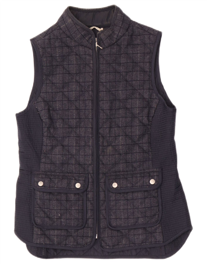 Crew Clothing Γυναικεία καπιτονέ Gilet UK 10 Small Navy Blue Check Polyester